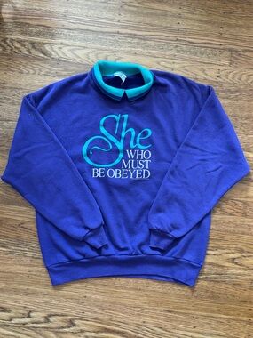 LOGO 7 Purple Pullover Sweatshirt with Teal Accent - 'She Who Must Be Obeyed'